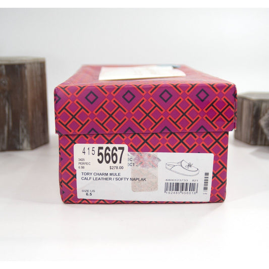 Tory Burch Honey Leather Charm Slip On Mule Size 6 NIB