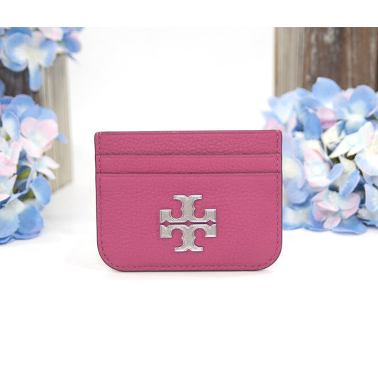 Tory Burch Plumberry Leather Eleanor Logo Card Case Mini Wallet NWT