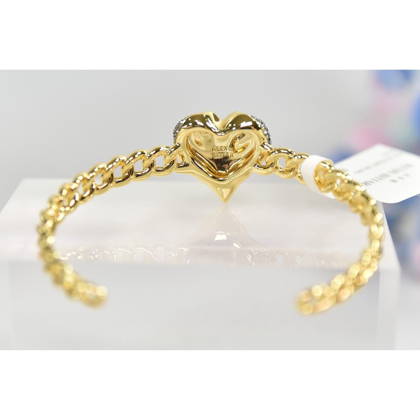 Alexis Bittar Solanales Sapphire Crystal Heart Macrame Cuff Bangle Bracelet NWT