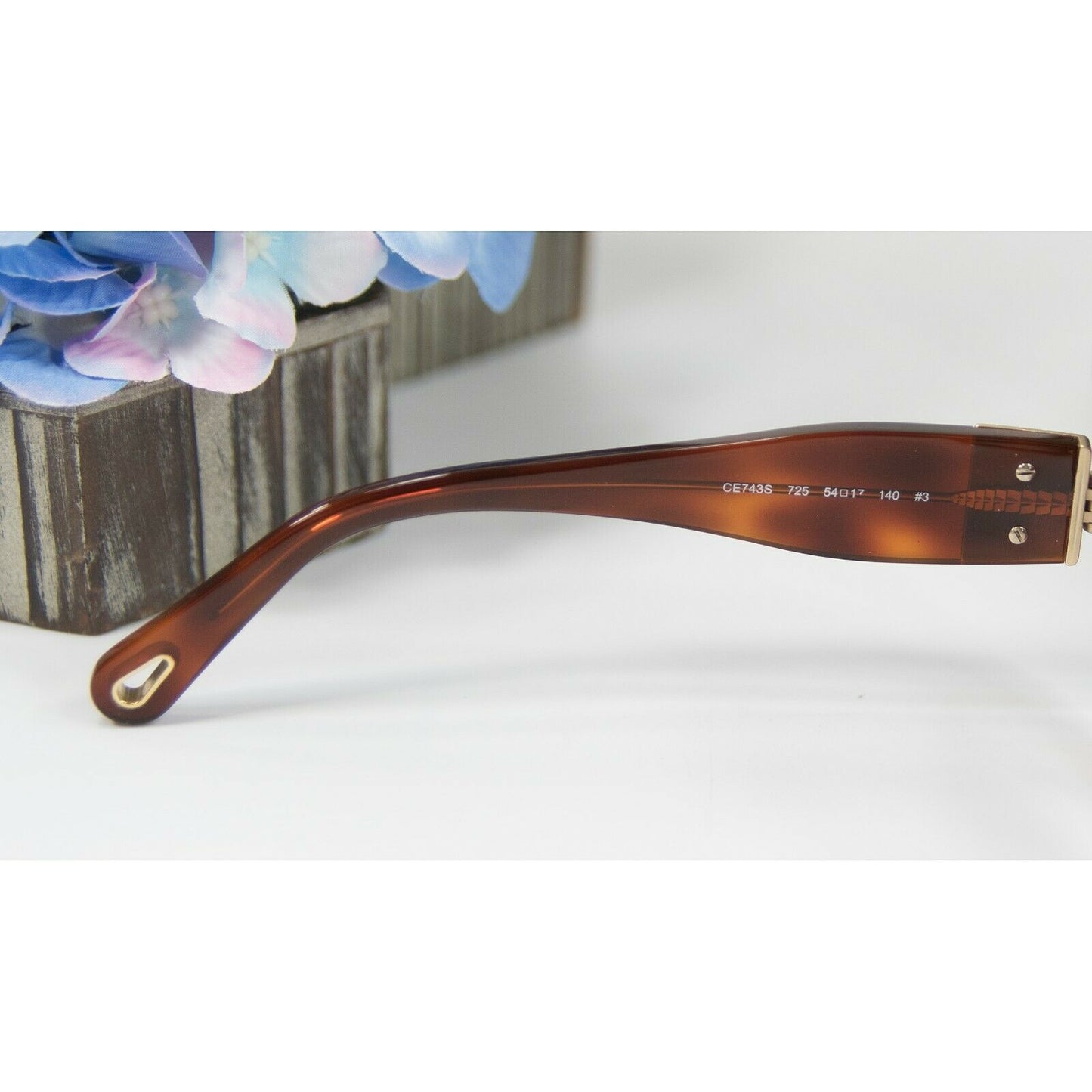 Chloe CE7435 Brown Gold Oversized Butterfly Logo Acrylic Sunglasses NWT Case