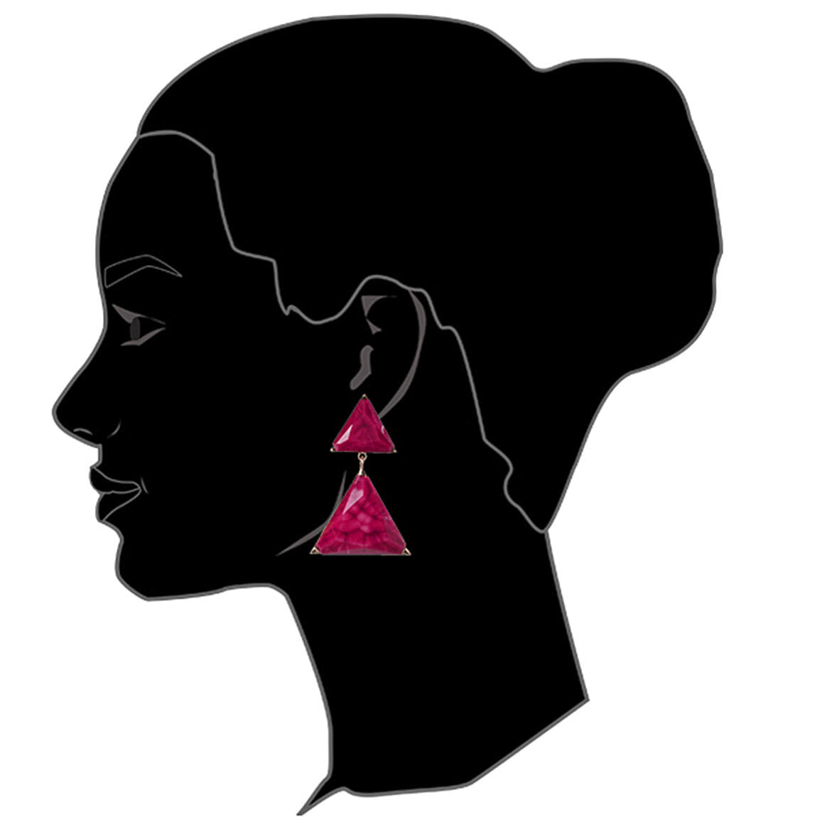 Amrita Singh Gold Bermuda Fuschia Resin LARGE Triangle Earrings ERC 3028 NWT