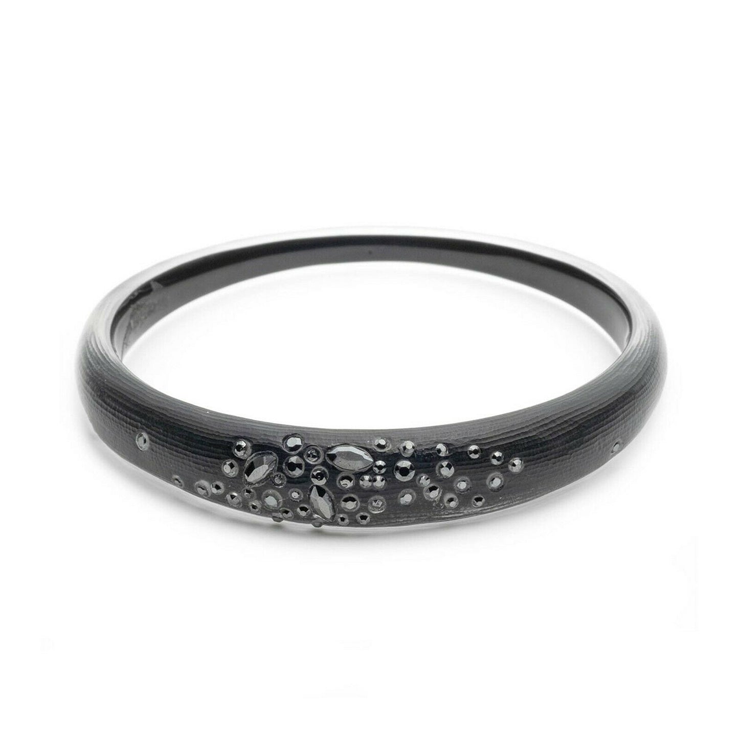 Alexis Bittar Black Lucite Noir Dust Crystal Bangle Bracelet NWT