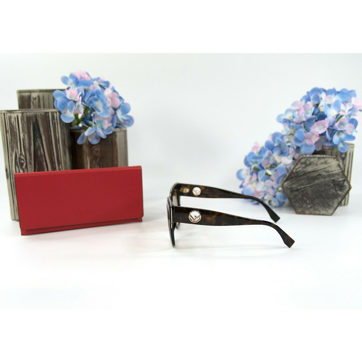 Fendi FF0356S Vh8 Havana Tortoise Acrylic Sunglasses NWT Case