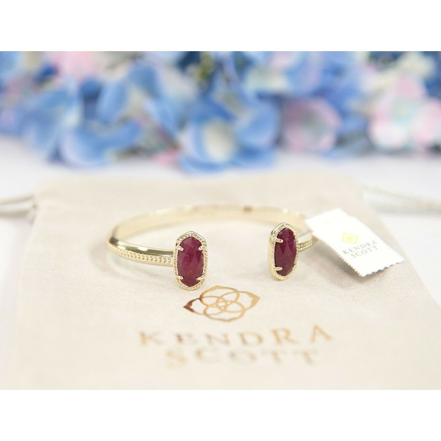 Kendra Scott Elton Maroon Jade Bangle Cuff Bracelet NWT