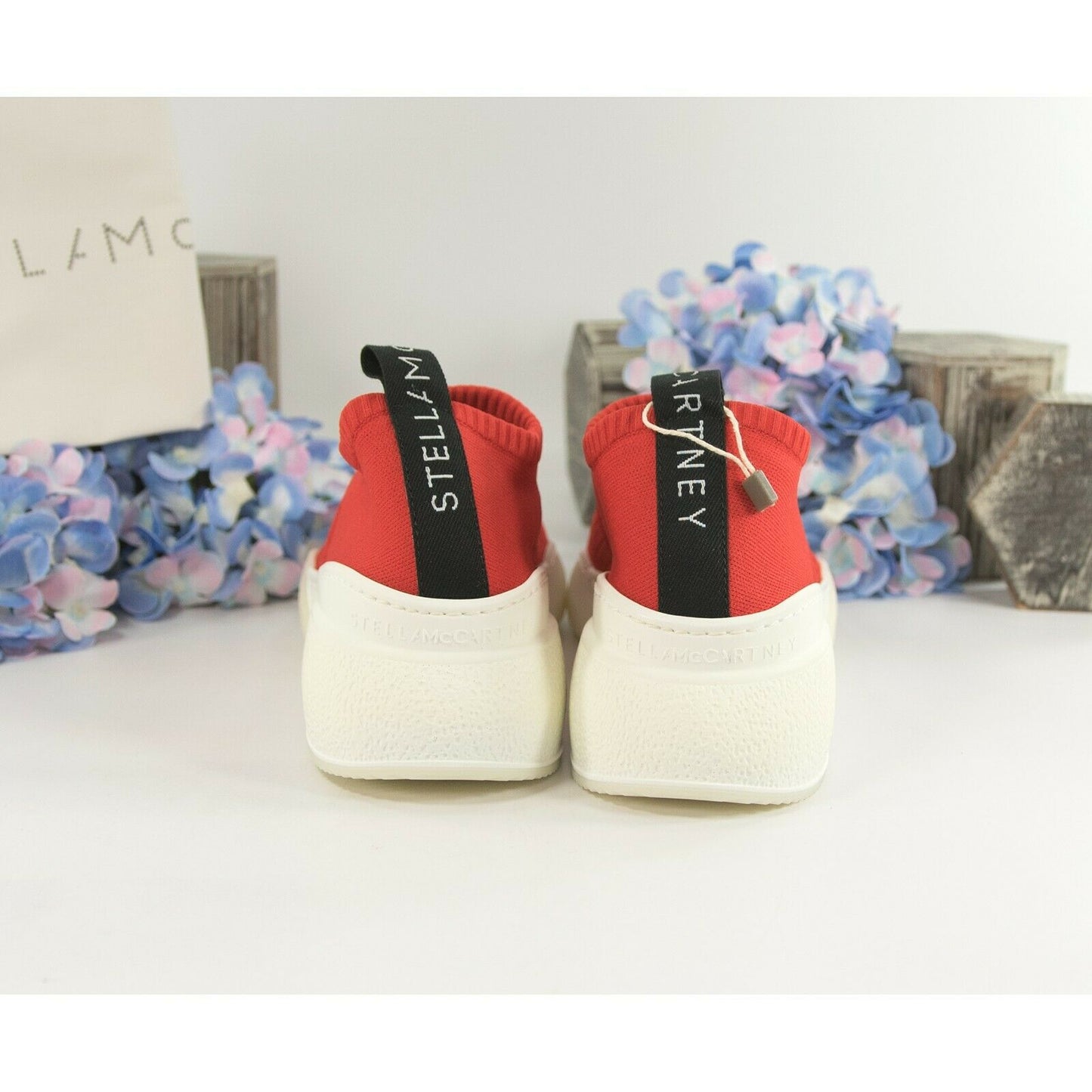 Stella McCarney Faro Fitfzrfoy Vermillion Red Sock Sneaker 37 NIB