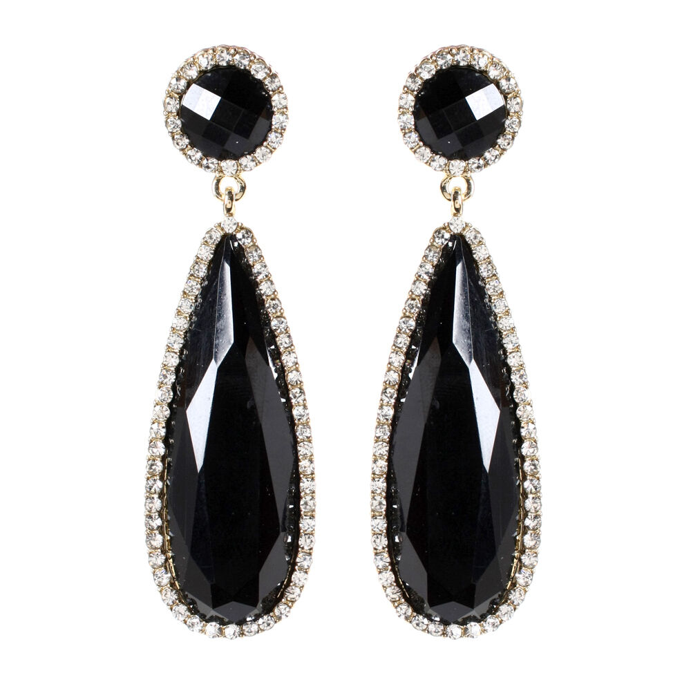 Amrita Singh Gold Crystal Black Resin Paros Island Earrings ERC 1660 NWT