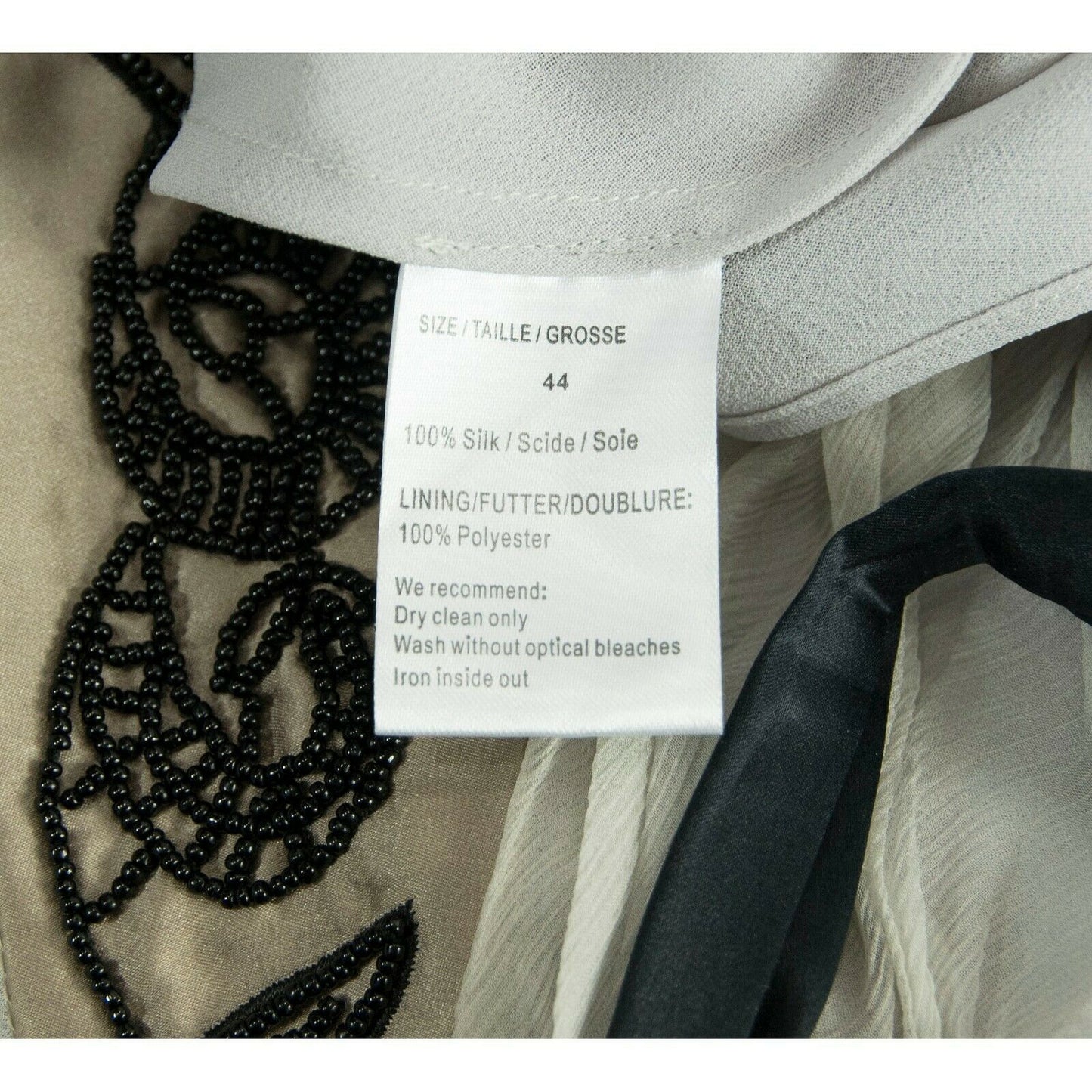 Sand Copenhagen Grey Ombre Silk Chiffon Beaded Couture Blouse Top 44 NWT $495