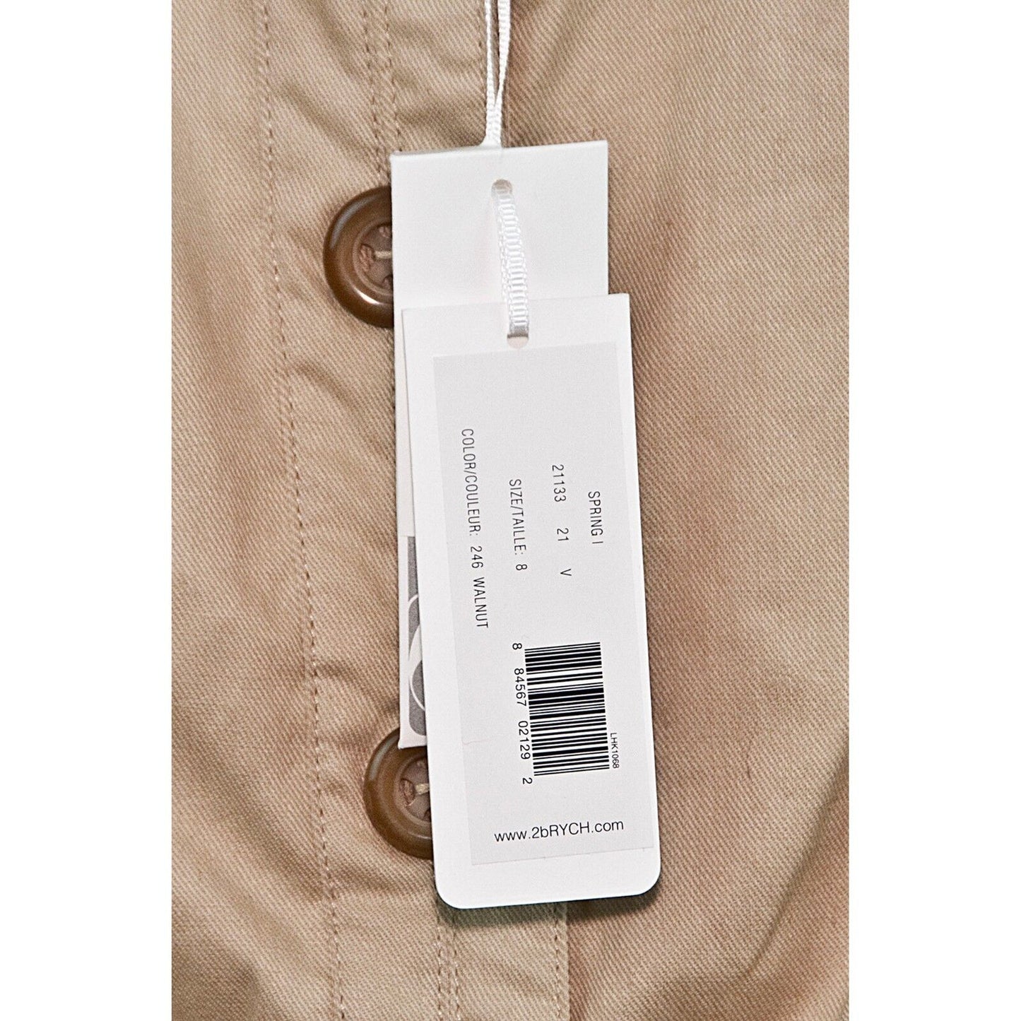2b.Rych Walnut Spring Cotton Linen Military Safari Jacket Size 8 NWT
