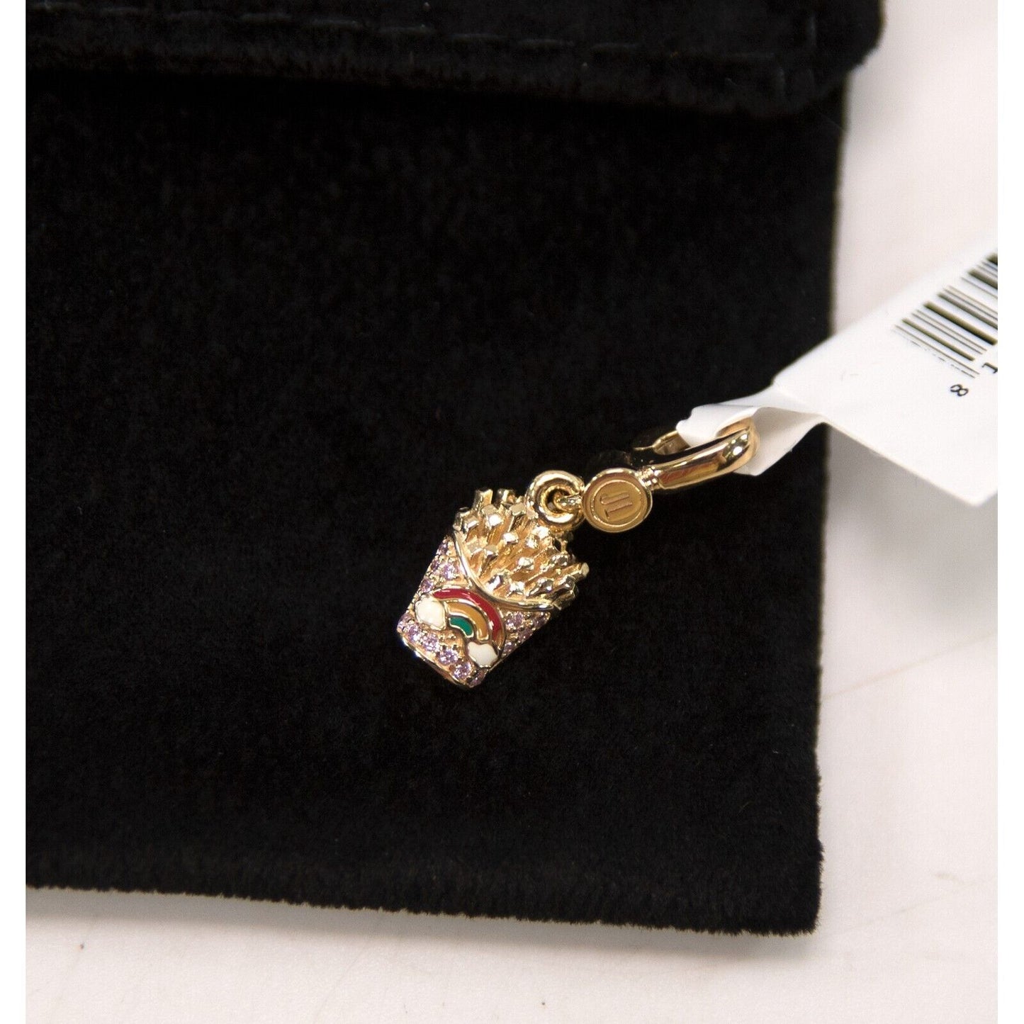 Judith Leiber 14K Gold Plate Sterling Silver Cubic Zirconia French Fry Charm NWT