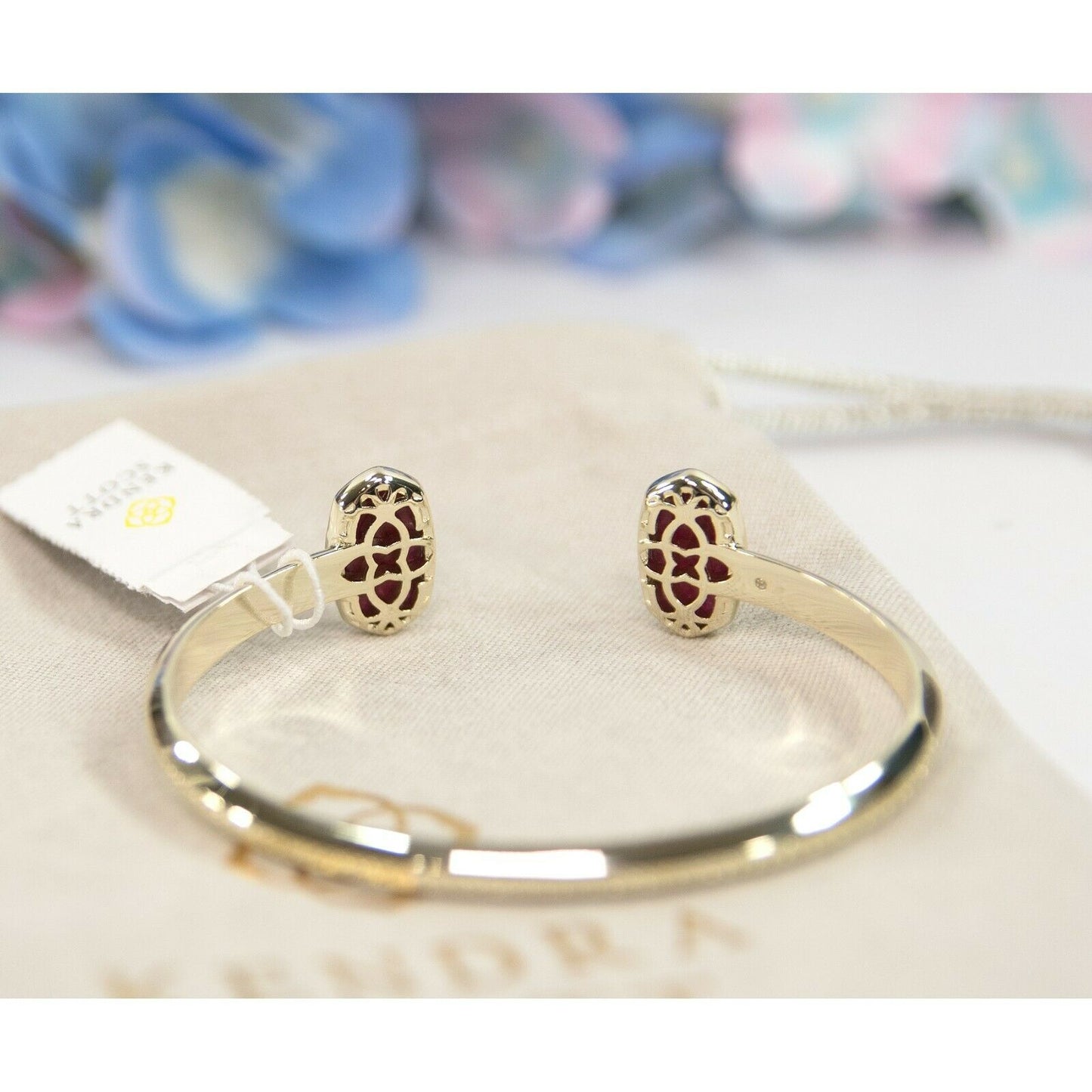 Kendra Scott Elton Maroon Jade Bangle Cuff Bracelet NWT