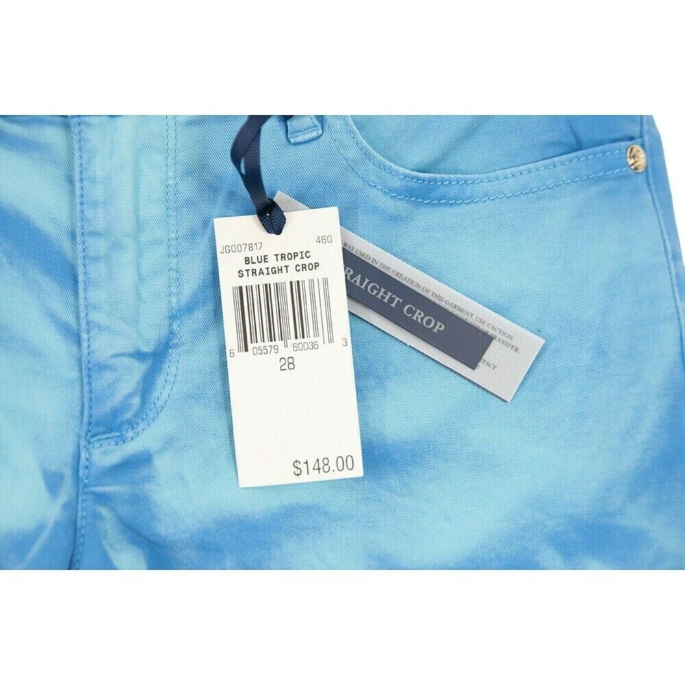 Juicy Couture Black Label Blue Tropic Water Print Denim Jeans 28 NWT