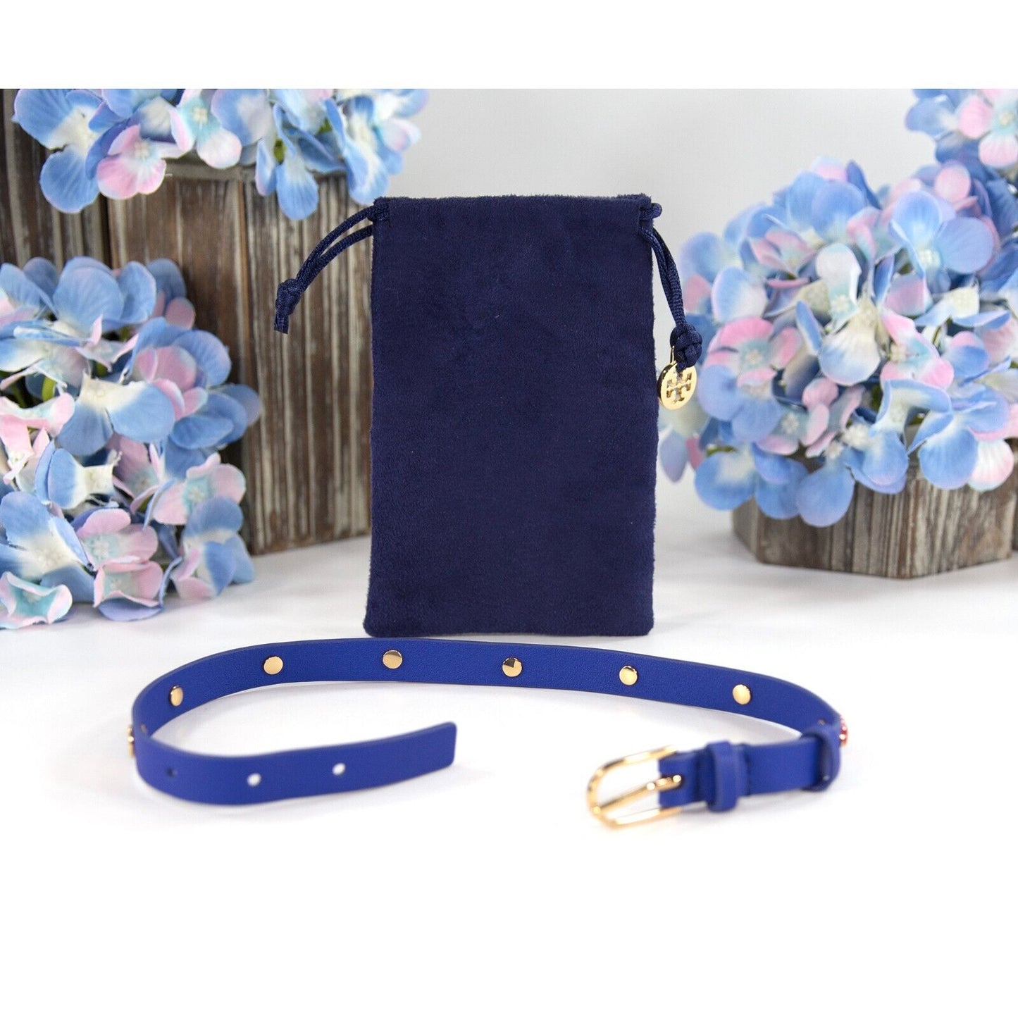 Tory Burch Jewel Blue Lips Leather Wrap Bracelet NWT