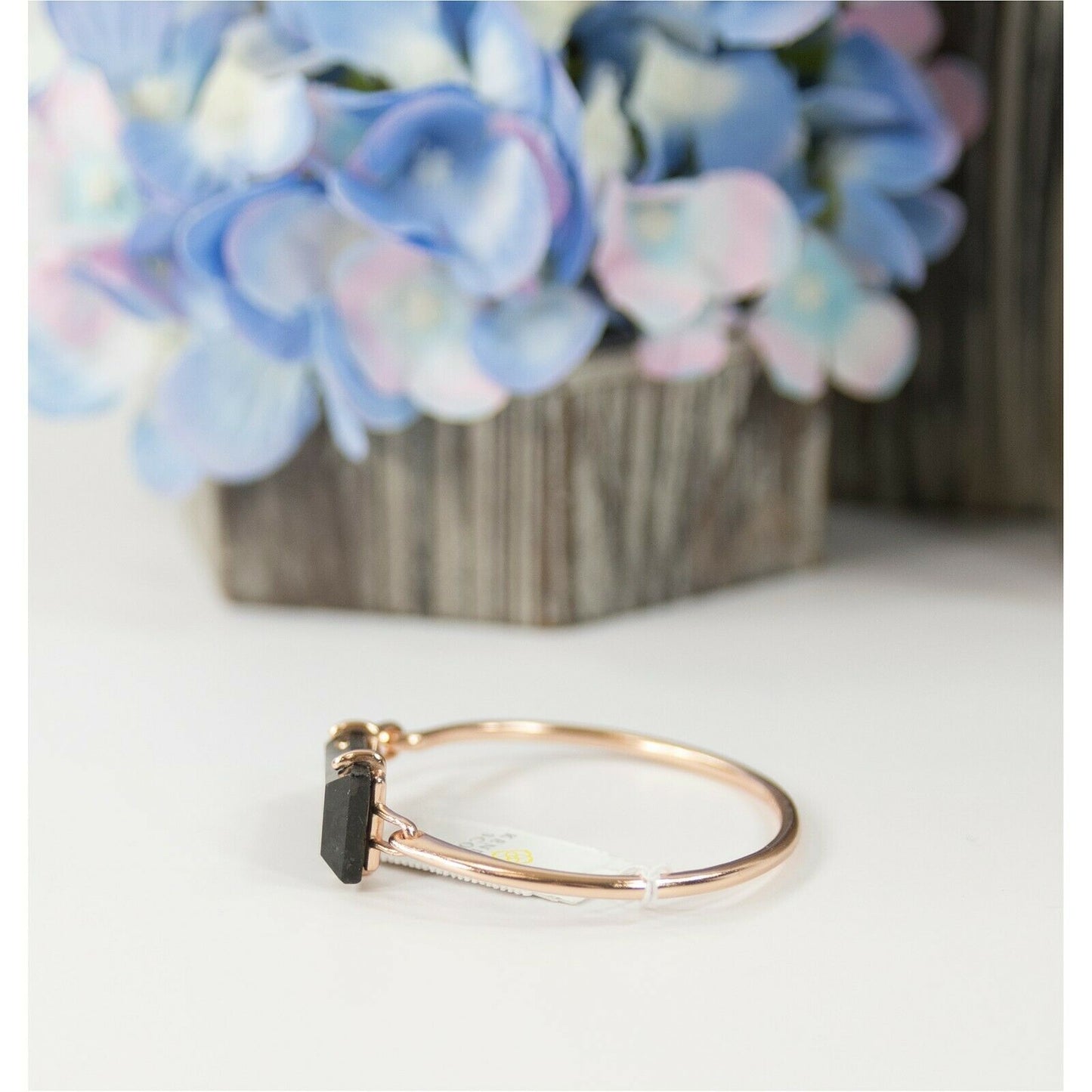 Kendra Scott Collins Black Granite Rose Gold Bangle Cuff Bracelet NWT