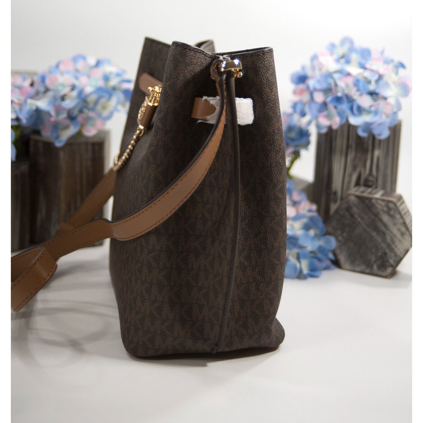 Michael Kors Brown Monogram Hamilton Legacy Leather Satchel Bag NWT