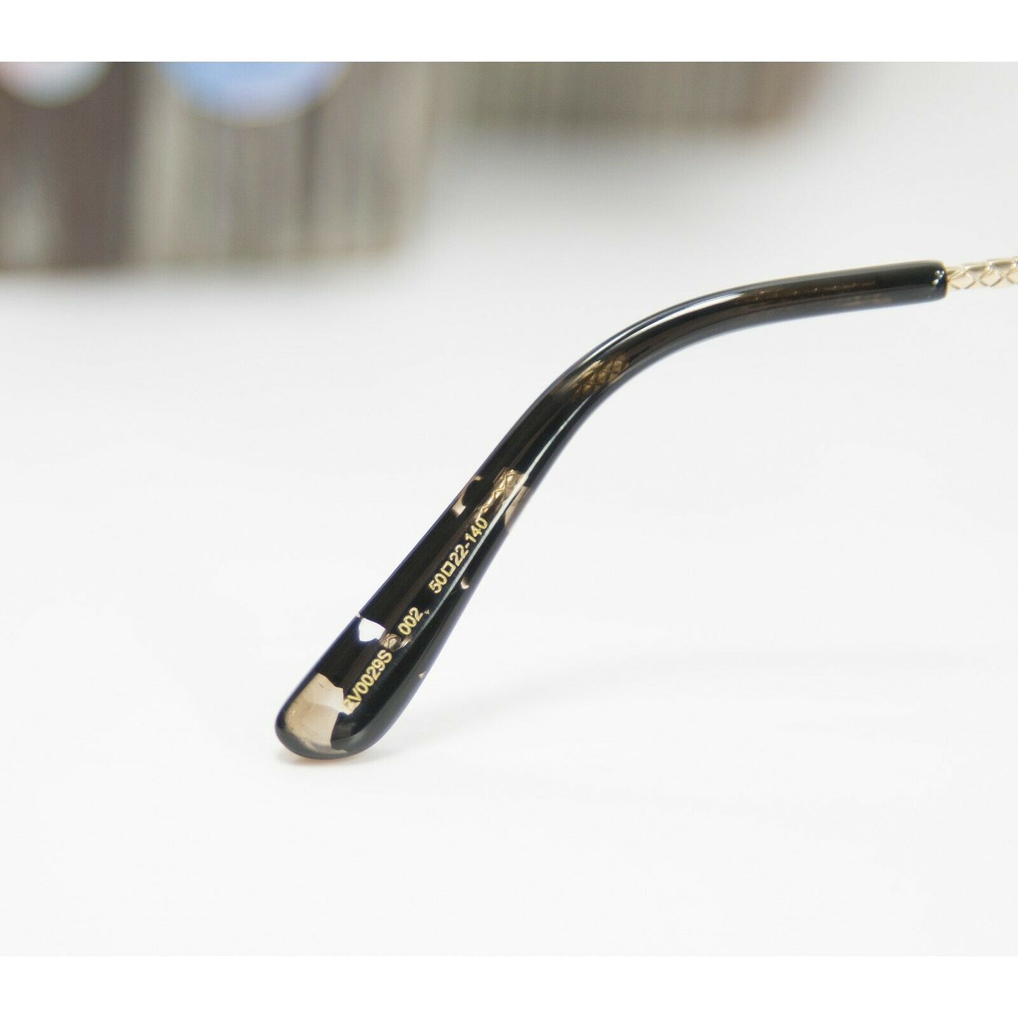 Bottega Veneta Black Gold Thin Frame Cat Eye Metal Logo Sunglasses NWT Case