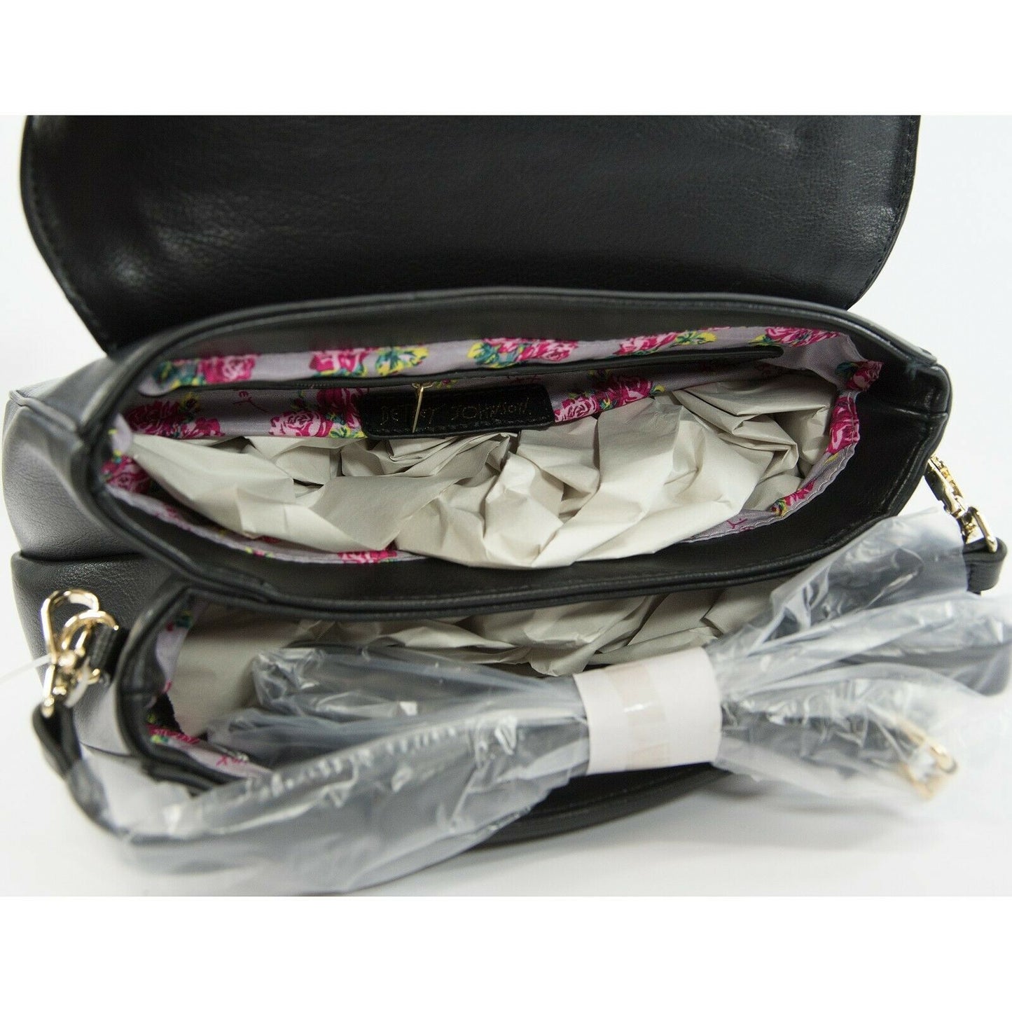 Betsey Johnson Black Pink Leopard Shoulder Bag Satchel NWT