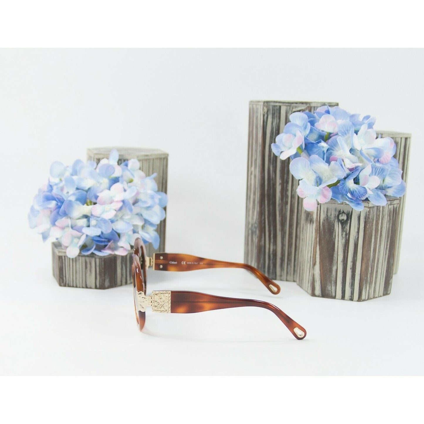 Chloe CE7435 Brown Gold Oversized Butterfly Logo Acrylic Sunglasses NWT Case