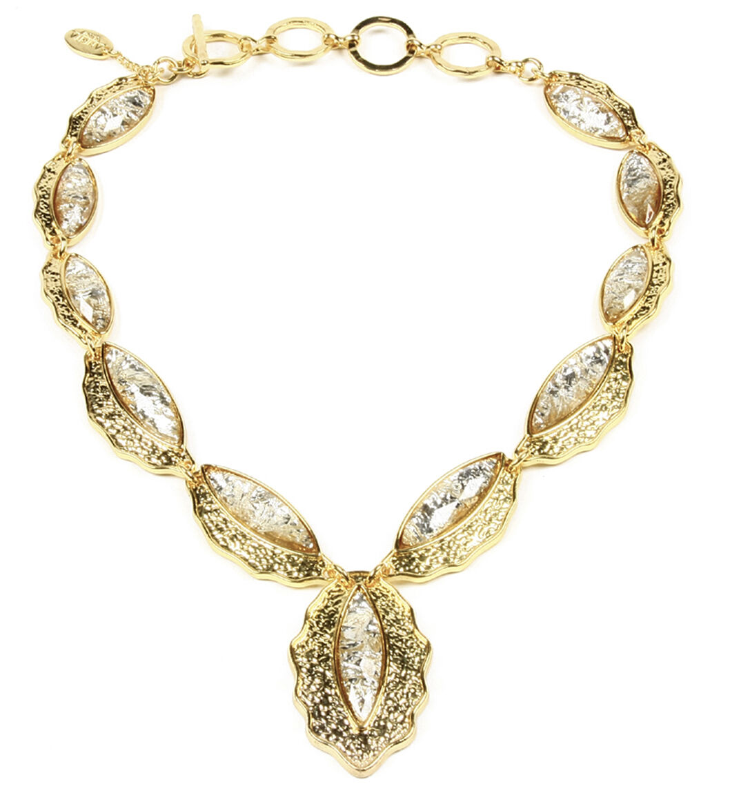 Amrita Singh Camella Shells Iridescent Champagne Necklace NKC 3005 NWT