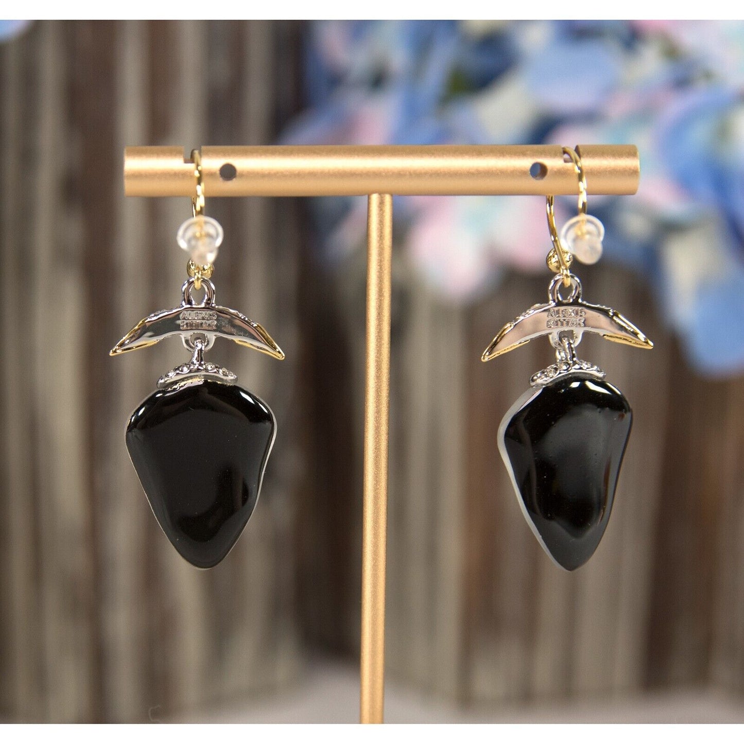 Alexis Bittar Smokey Lilac Lucite Solanales Crystal Gold Drop Earrings NWT