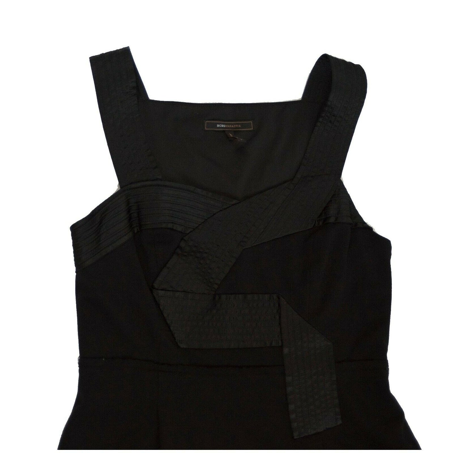 BCBGMaxAzria Black Corset Bodycon Satin Knit Sleeveless Dress 12 GUC