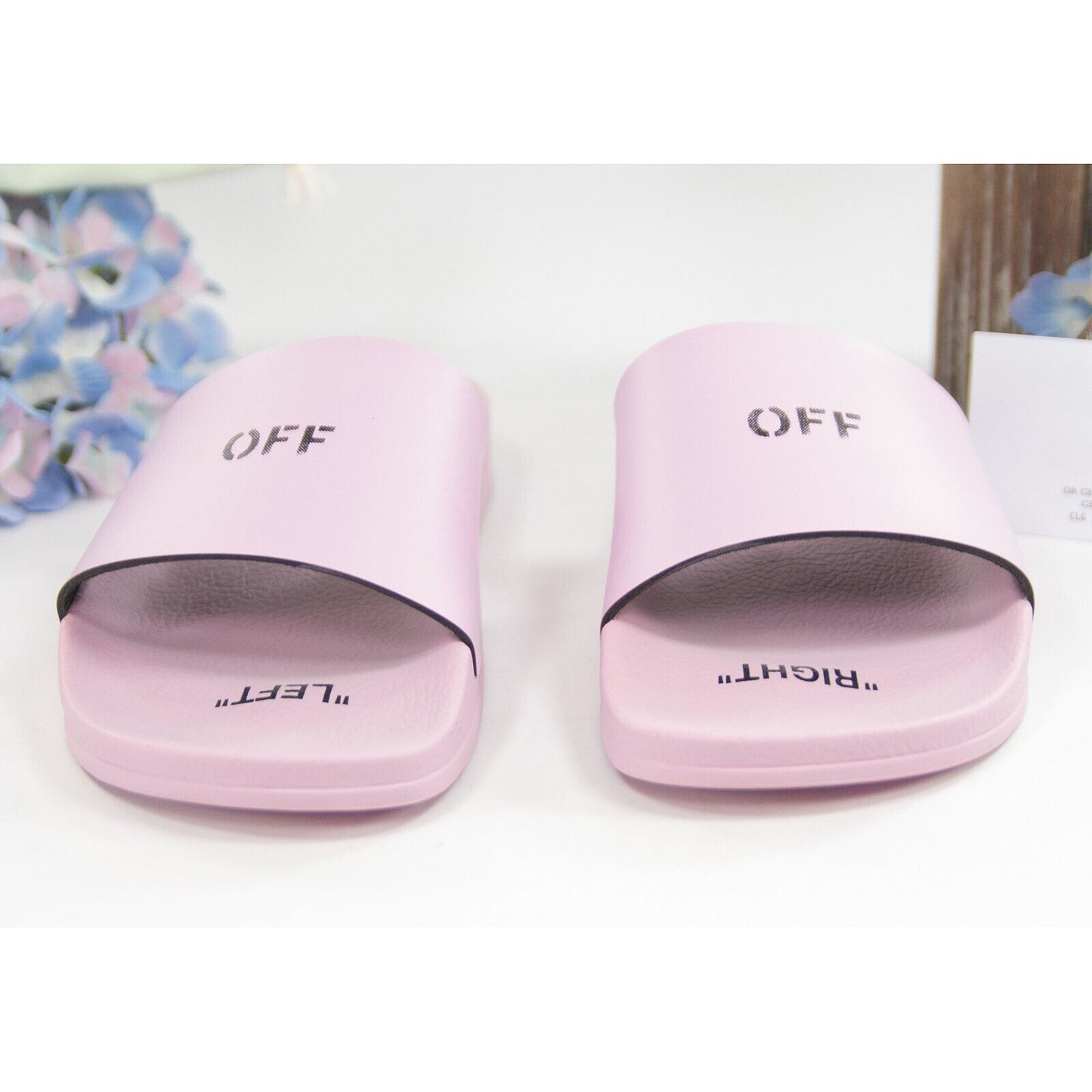 Off-White HF Lilac Purple Logo Rubber Pool Slides 37 NIB
