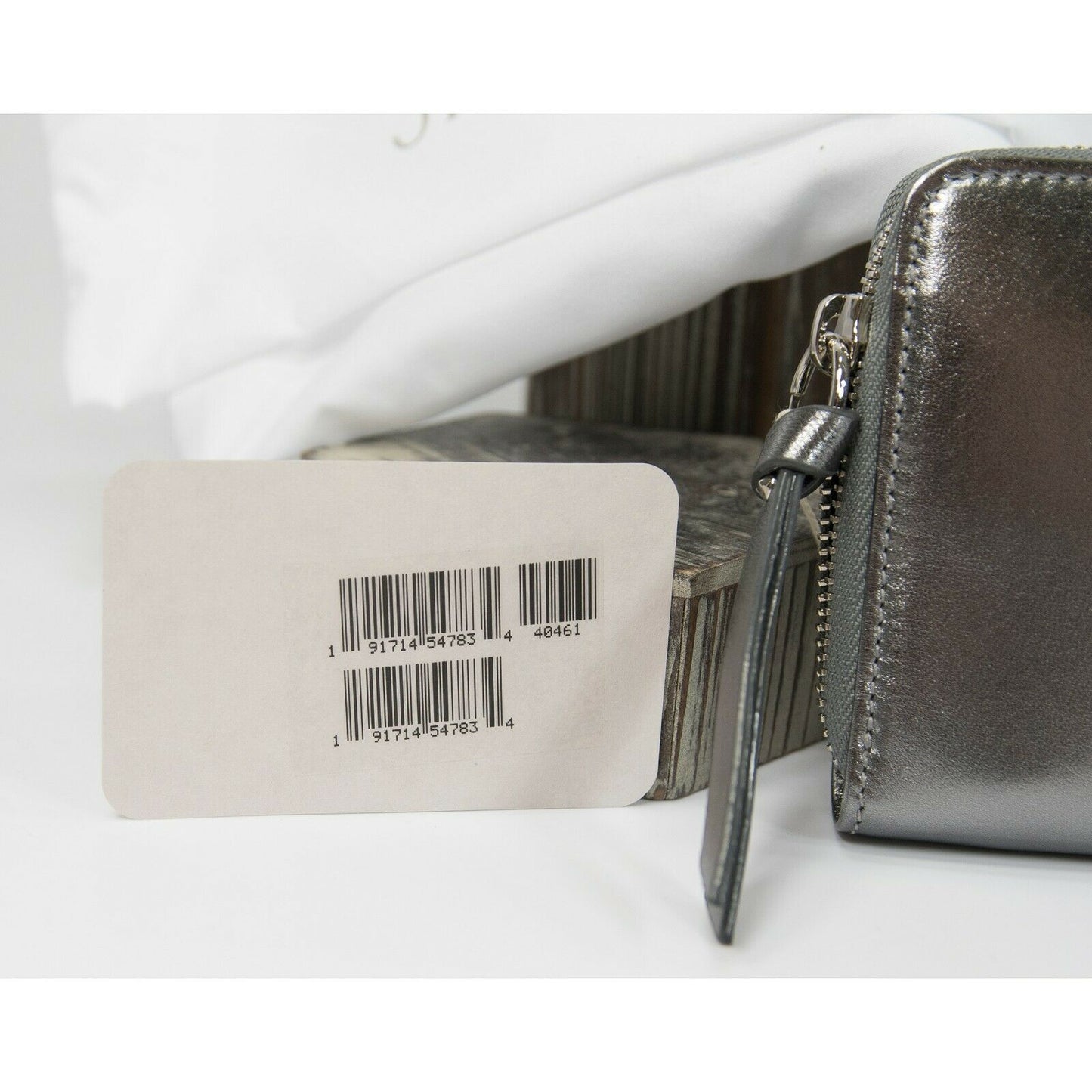 Jimmy Choo Gunmetal Metallic Leather Large Zip Around Continental Wallet NWT