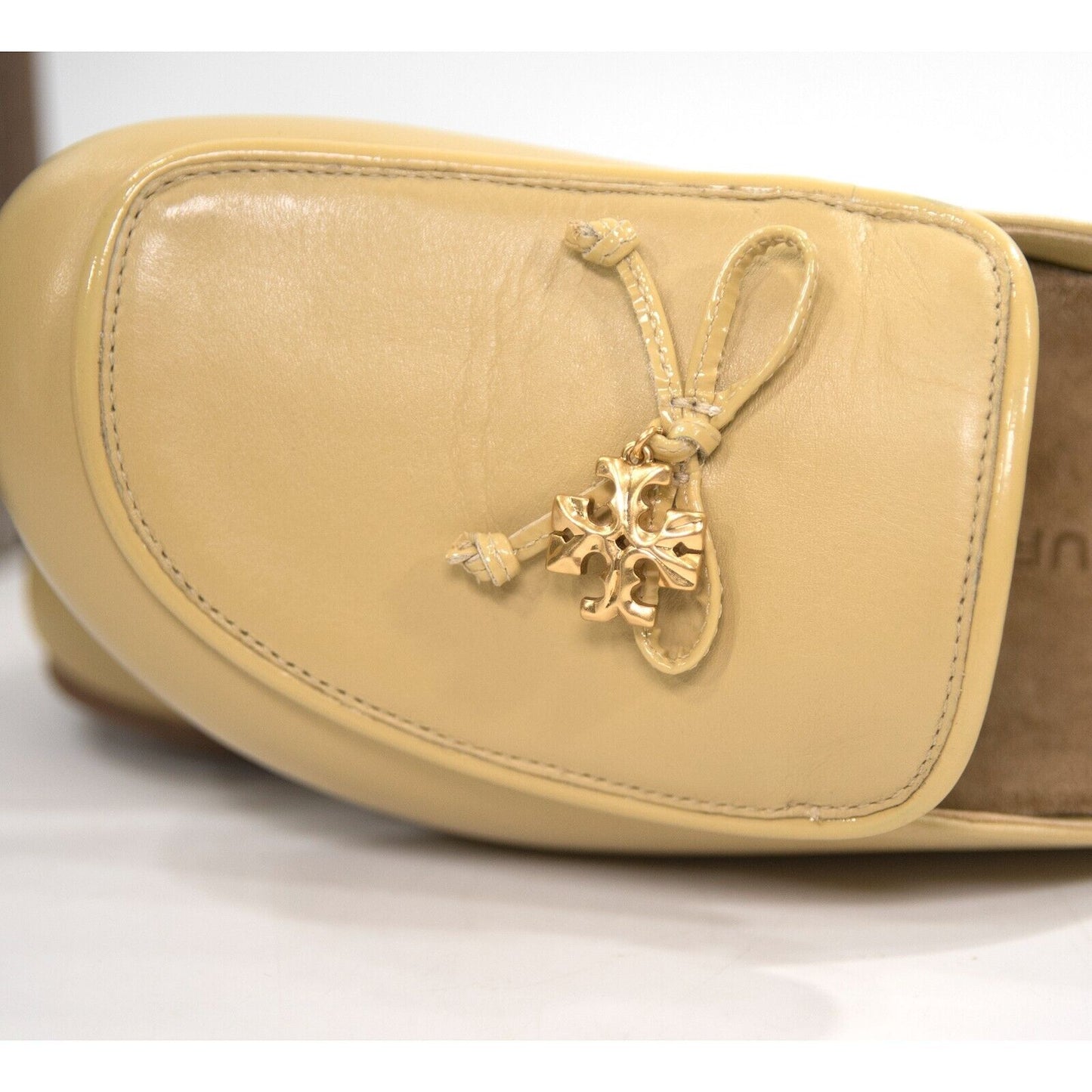 Tory Burch Honey Leather Charm Slip On Mule Size 6 NIB
