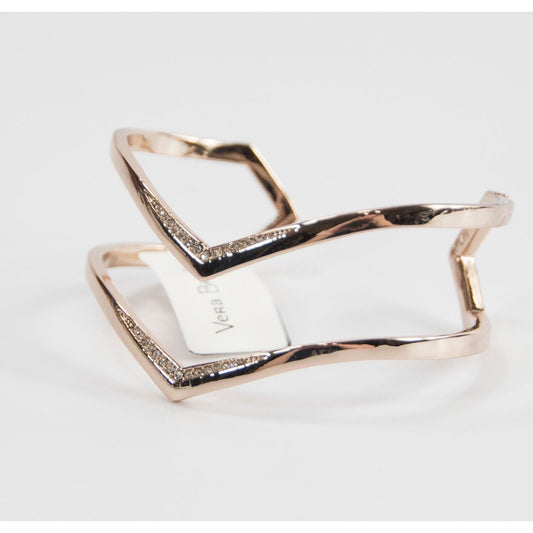 Vera Bradley Gold Sparkling Crystal Chevron Open Cuff Bangle Bracelet NWT