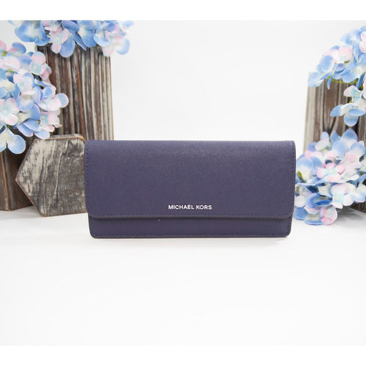 Michael Kors Iris Saffiano Leather Flap Credit Card Wallet NWT
