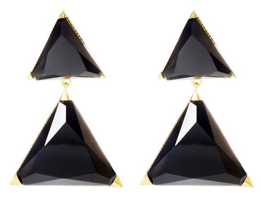 Amrita Singh Bermuda Black Resin Celebrity Large Triangle Earrings ERC 3028 NWT
