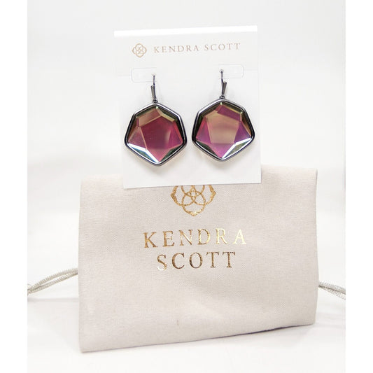 Kendra Scott Vanessa Faceted Dicrhoic Glass Gunmetal Statement Earrings NWT