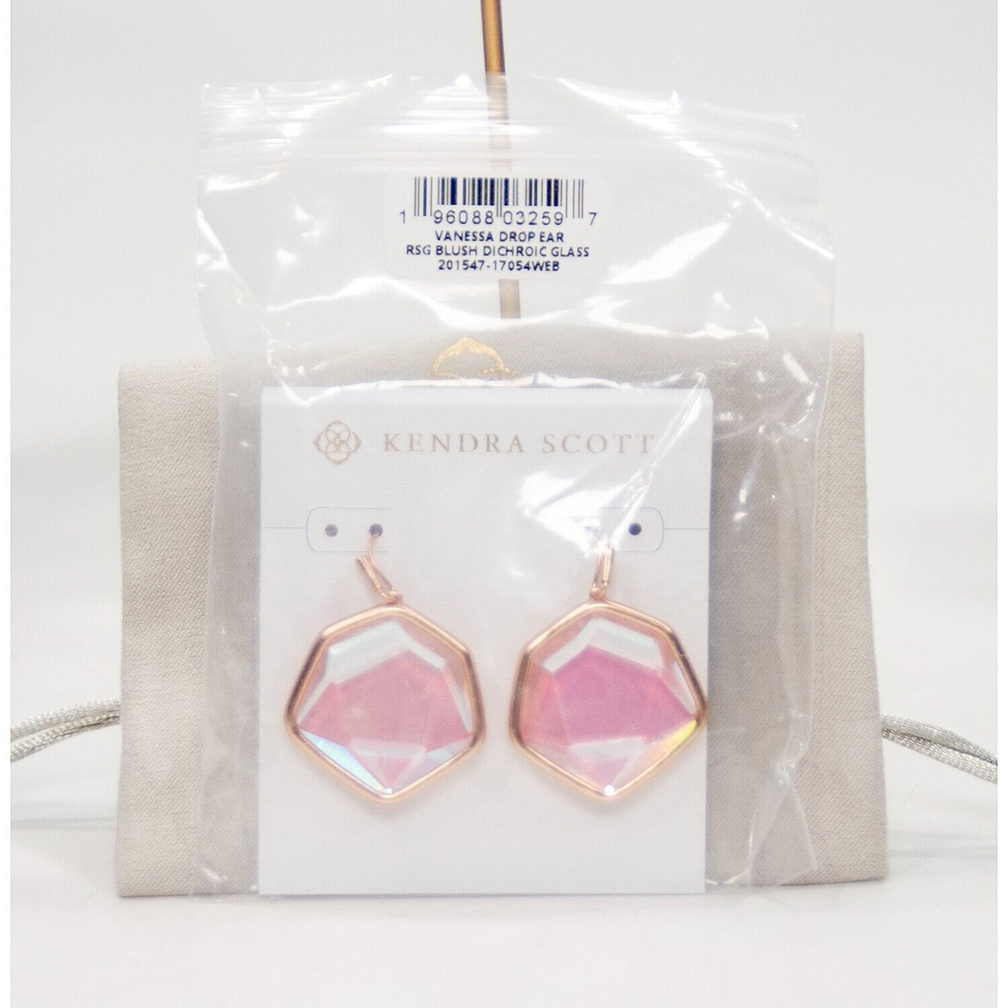 Kendra Scott Vanessa Faceted Dichroic Glass Rose Gold Statement Earrings NWT
