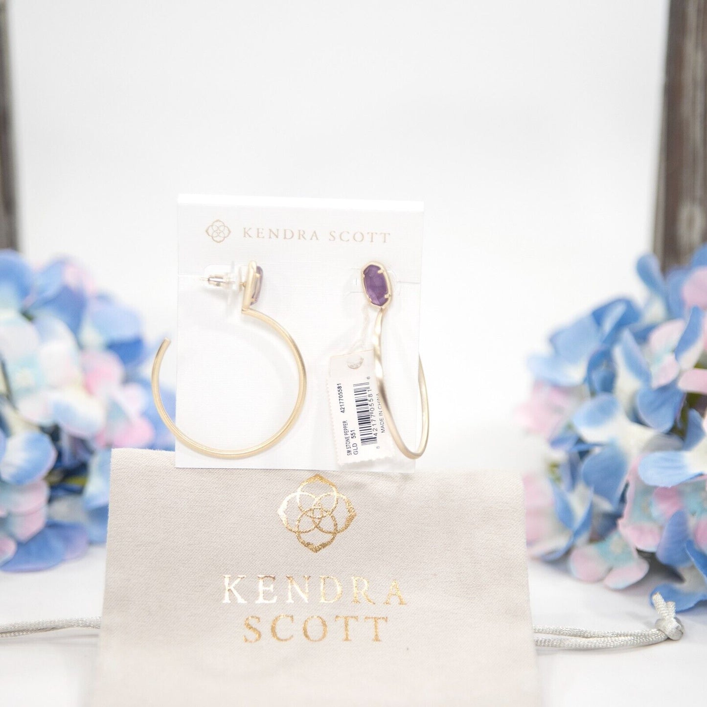 Kendra Scott Pepper Small Purple Gold Plated Statement Hoop Earrings NWT