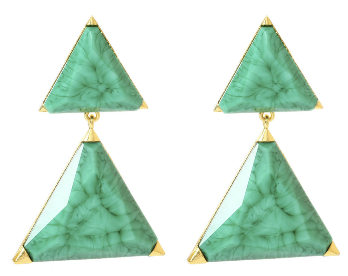 Amrita Singh Bermuda Turquoise Resin Large Triangle Earrings ERC 3028 NWT