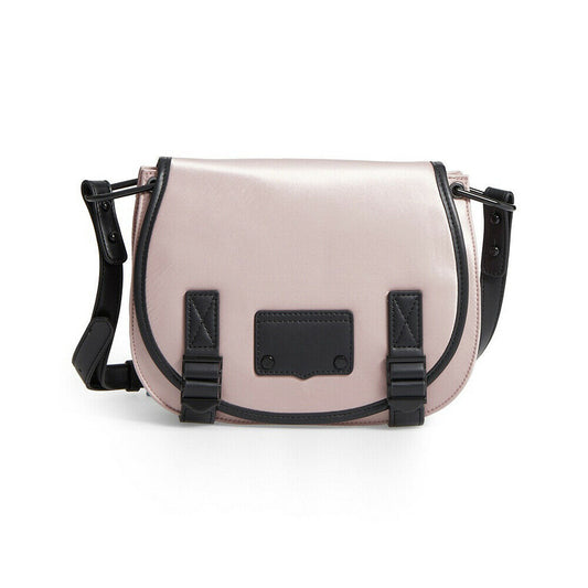 Rebecca Minkoff Pink Nylon Black Leather Military Saddle Crossbody Bag NWT