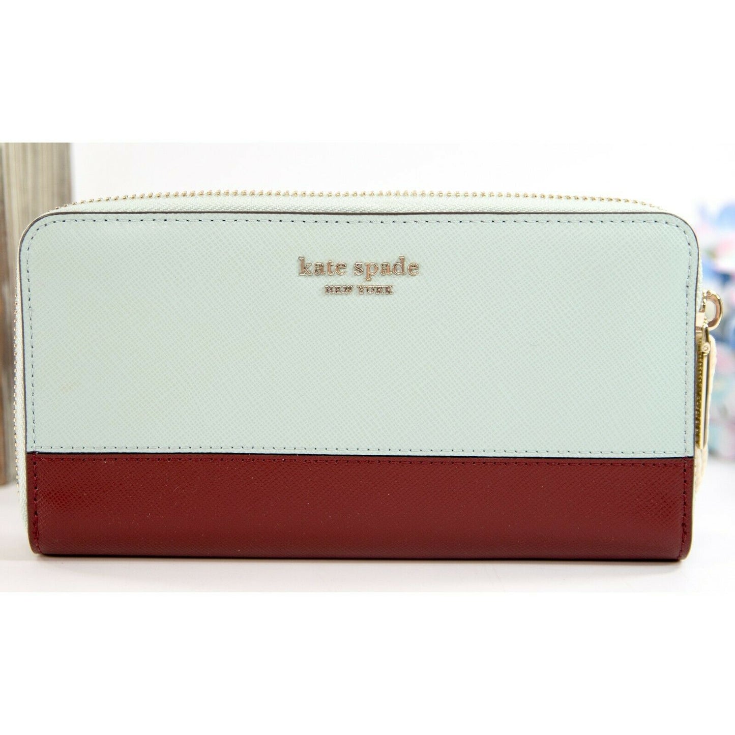Kate Spade Cold Mist Leather Spencer Zip Around Lacey Wallet NWT