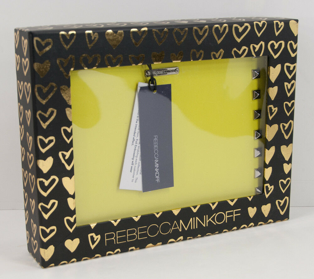 Rebecca Minkoff Slate Yellow Cory Smooth Leather Studded iPad Top Zip Pouch NWT