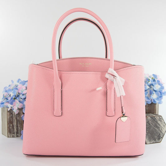 Kate Spade Margaux Pink Carnation Leather Large Satchel Shoulder Bag NWT