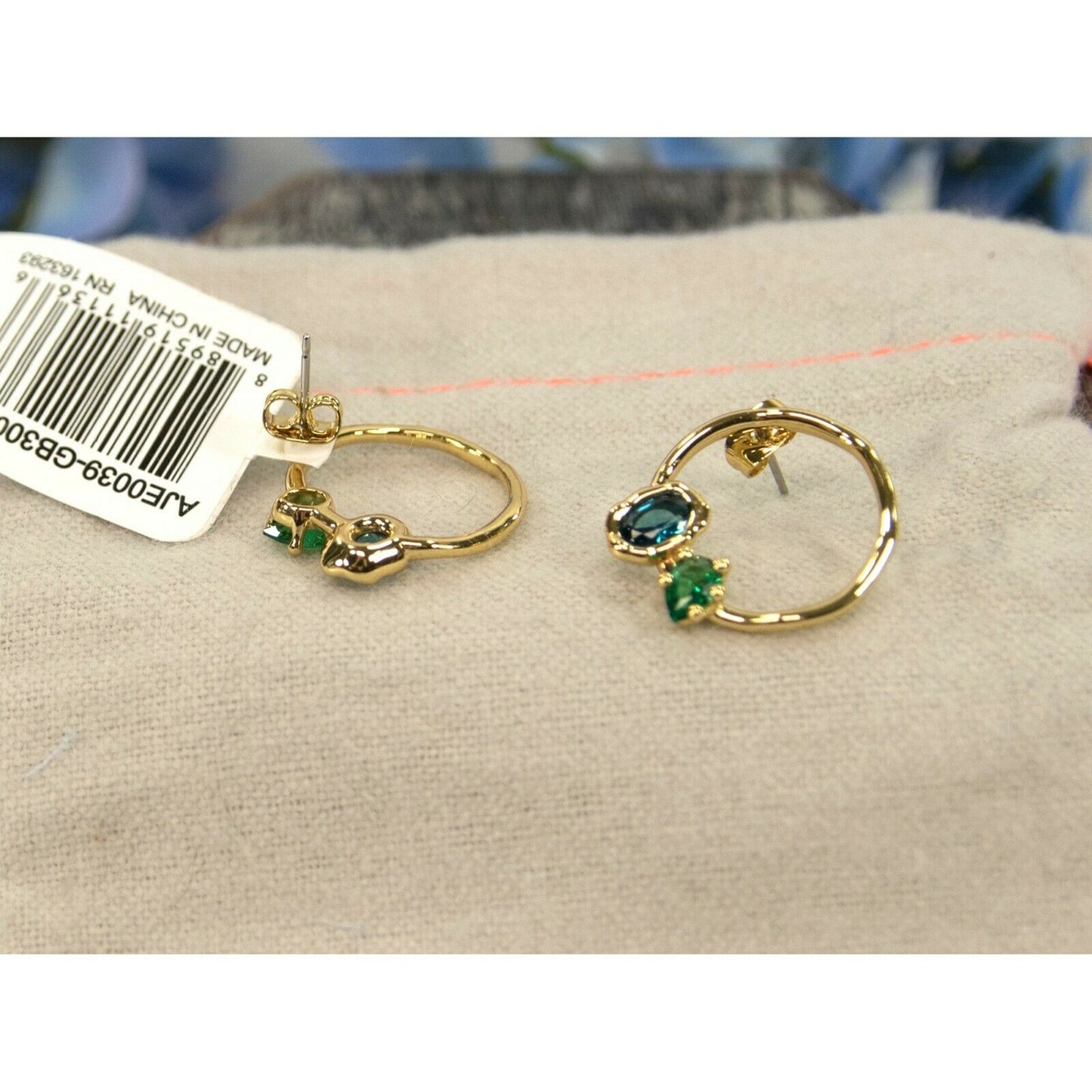 Alexis Bittar Asterales 14K Gold Plated Nano Gem Circle Stud Earrings NWT