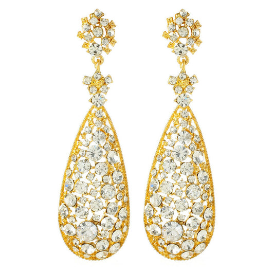 Amrita Singh Eloise Crystal Gold Large Statement Earrings ERC 54 NWT
