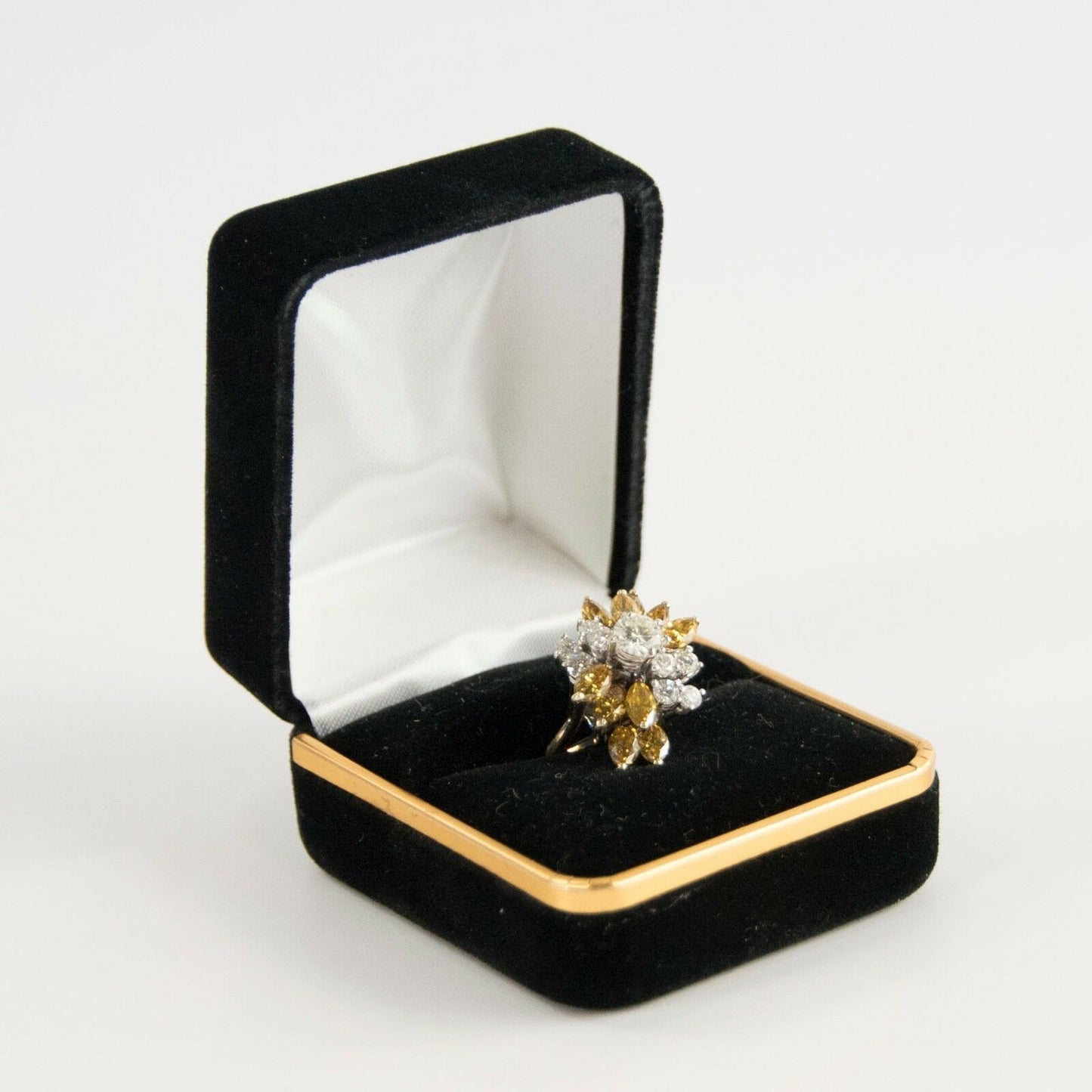 14k Gold Fancy Yellow Canary White Diamond 4.25 cttw Custom Antique Ring 5.5