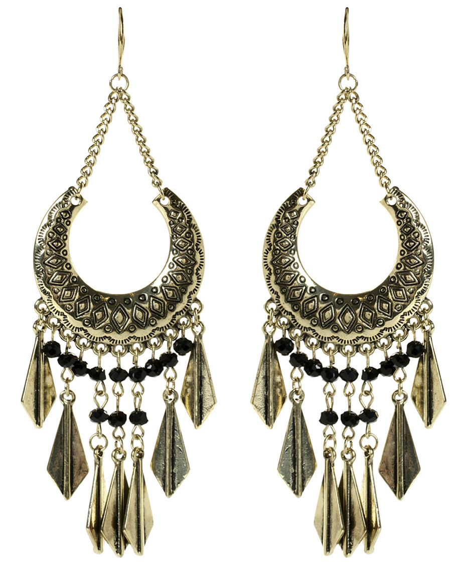 Amrita Singh Antique Gold Cannes Dangle Bohemian Earrings ERC 7025 NWT