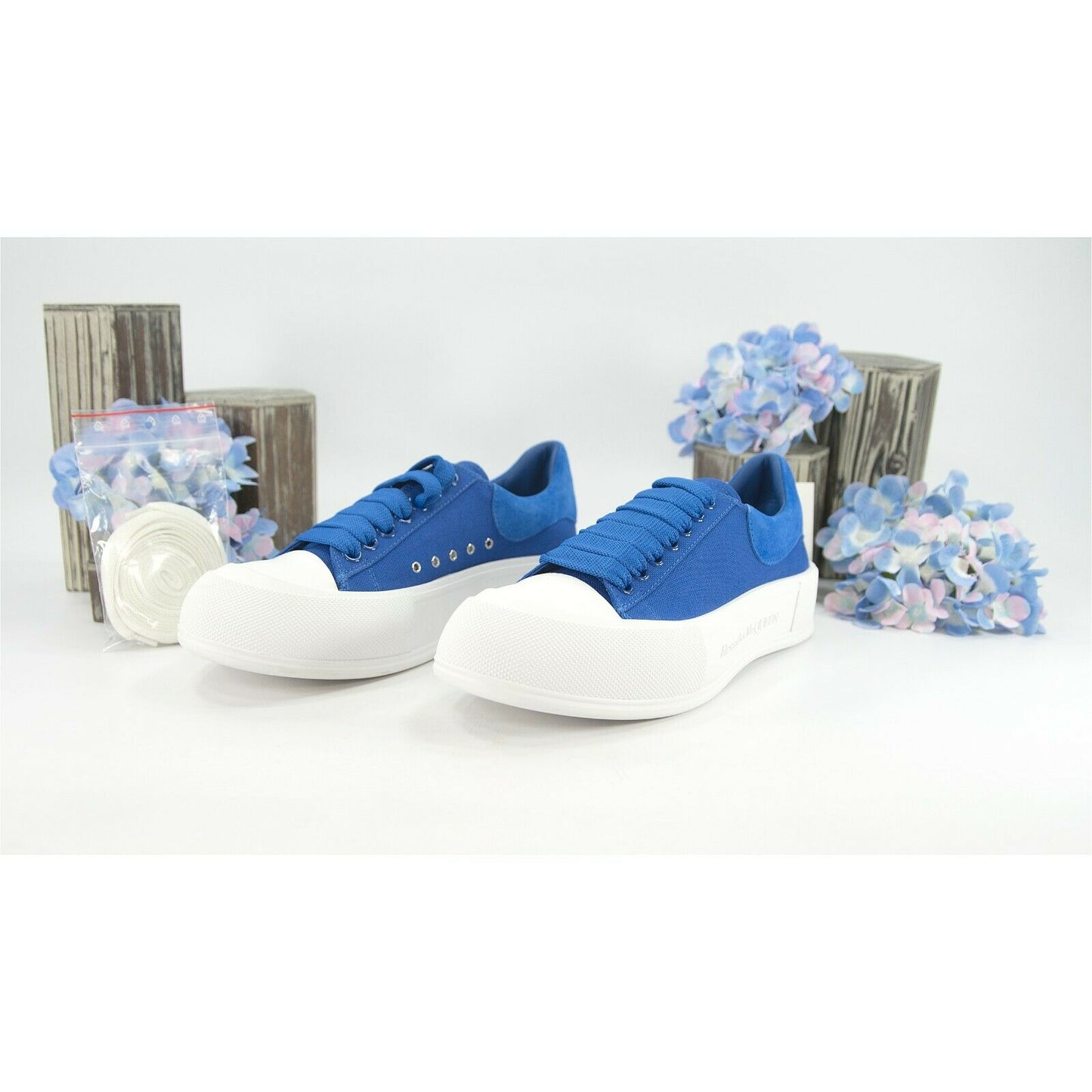 Alexander McQueen Deck Oversized Ultramarine Suede Canvas Sneakers 39.5 NIB