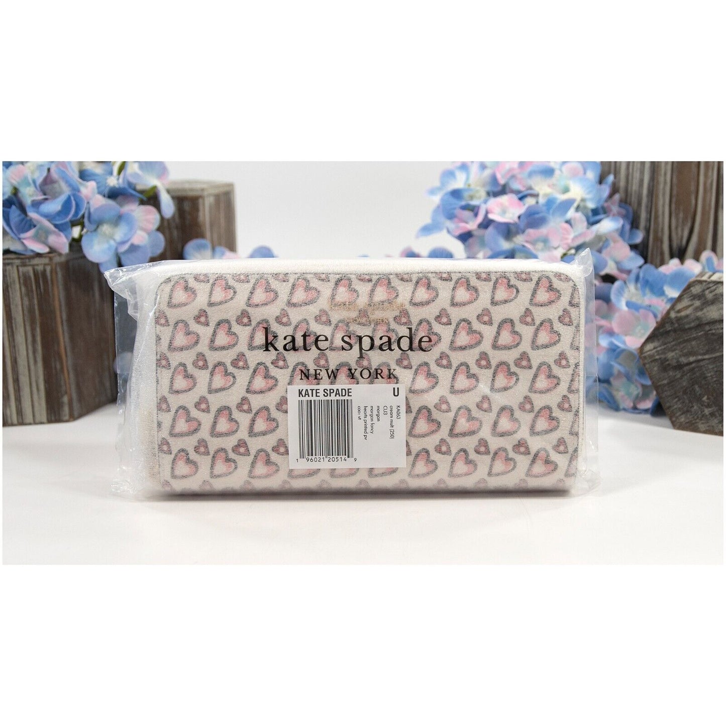 Kate Spade Morgan Fancy Hearts Faux Leather Spencer Zip Around Lacey Wallet NWT