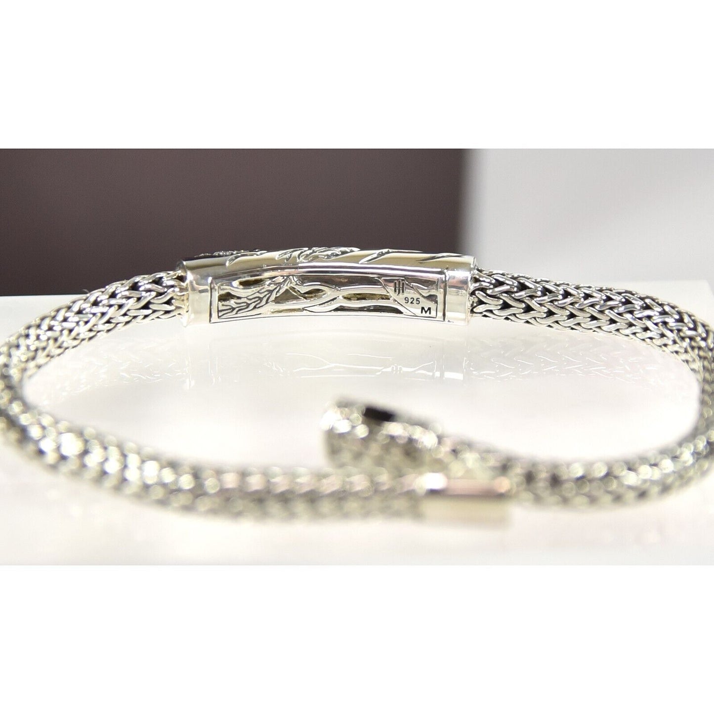 John Hardy Sterling Silver Diamond Lahar 5MM Chain Bracelet Sz 6.75
