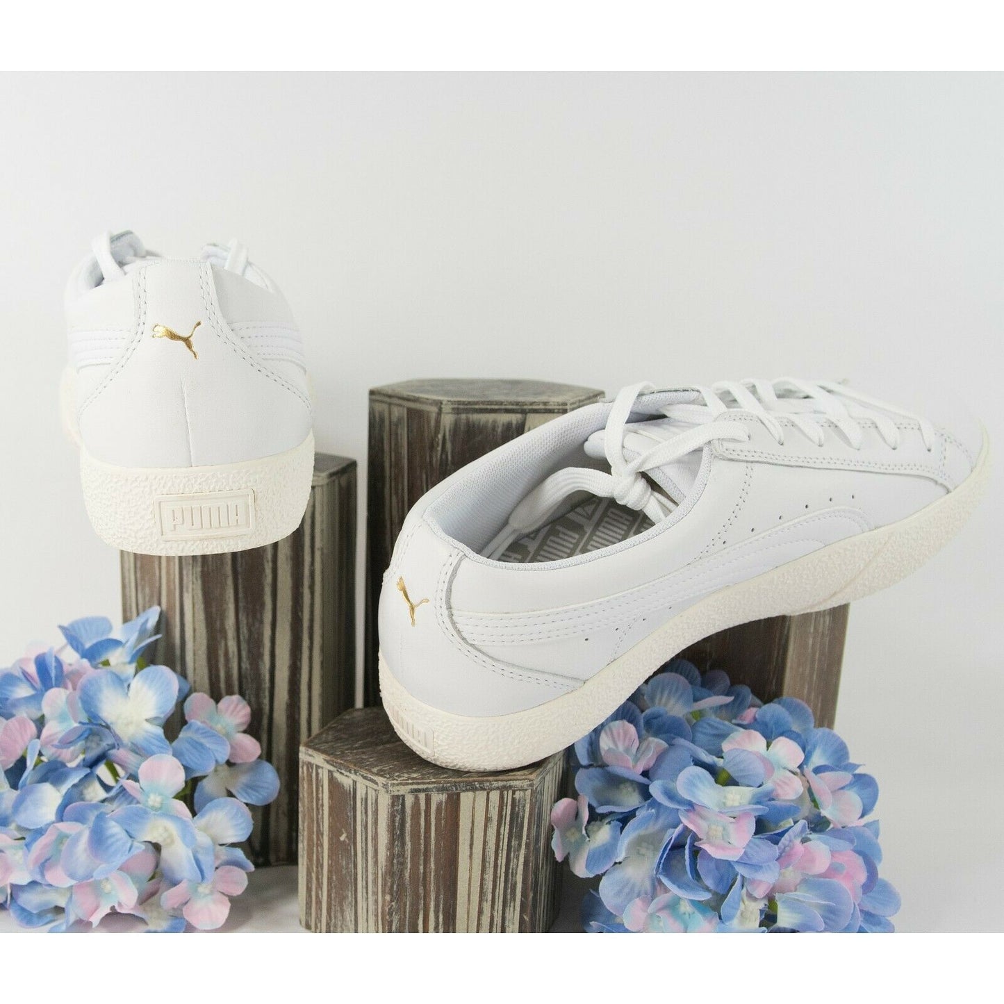 Puma White Tumble Leather Love Court Athletic Sneakers 9.5 NIB