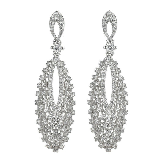 CZ by Kenneth Jay Lane Rhodium Vintage Look Pave Drop Earrings KE1312 NWT