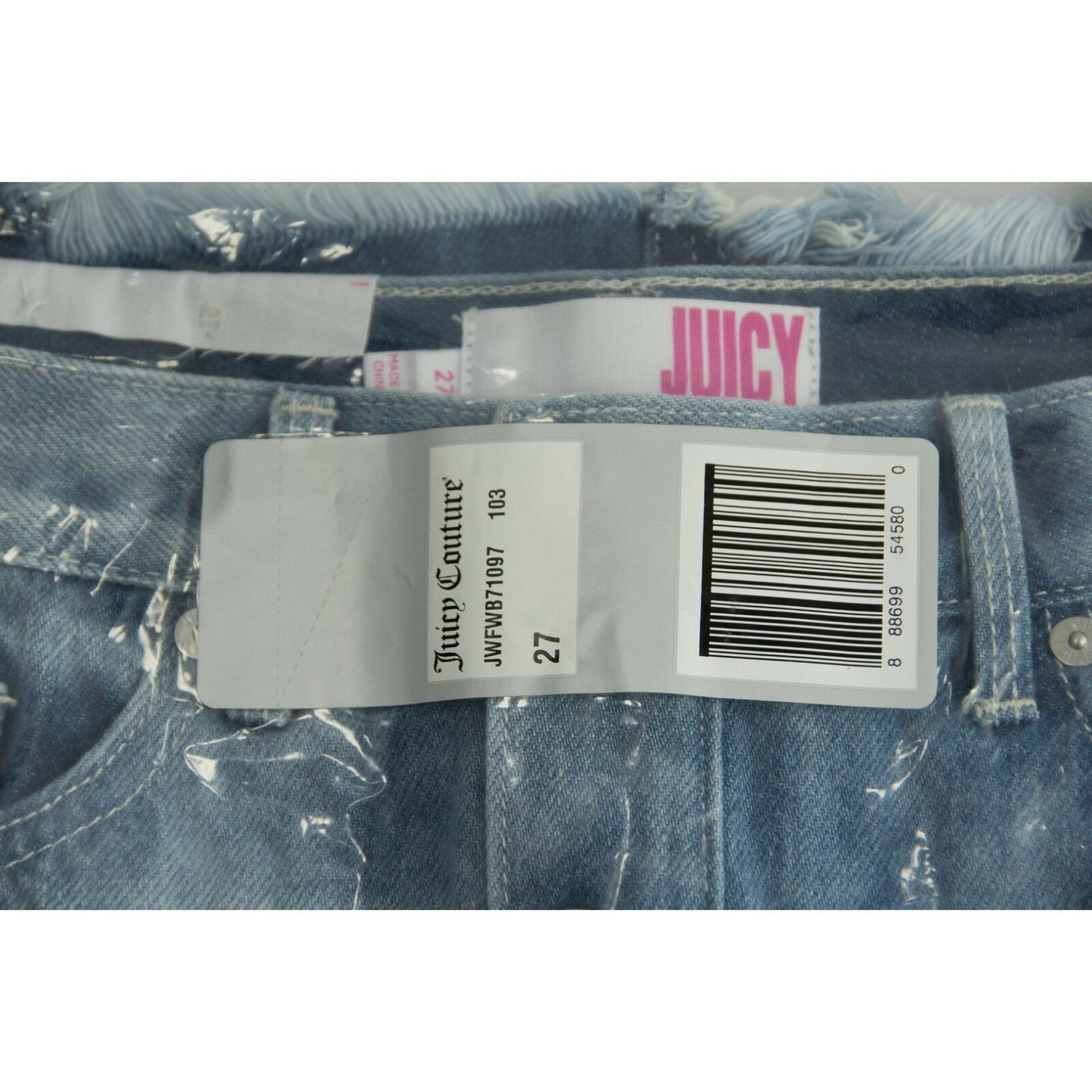 Juicy Couture Black Label Bleach Blonde Tye Dye Denim Jean Mini Skirt 27 NWT