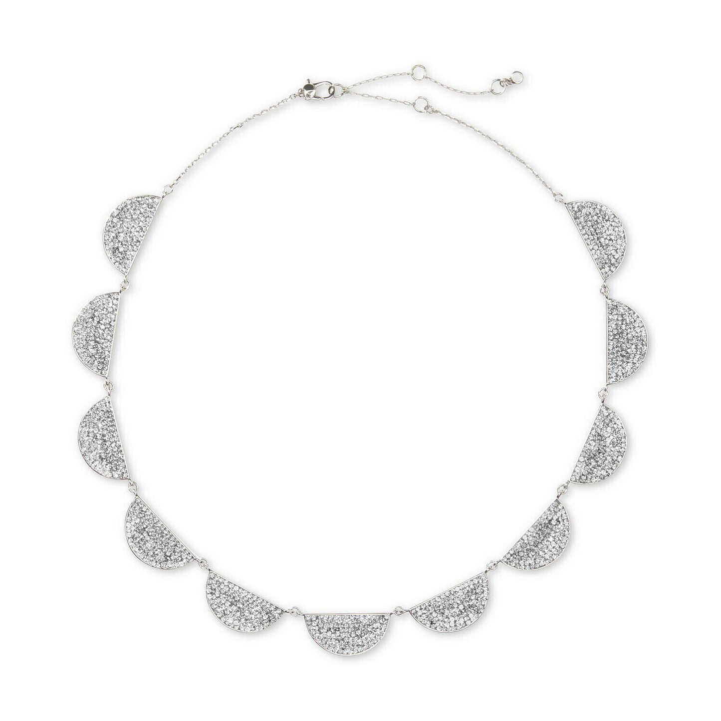 Kate Spade Silver Crystal Mod Scallop Pave Statement Necklace NWT