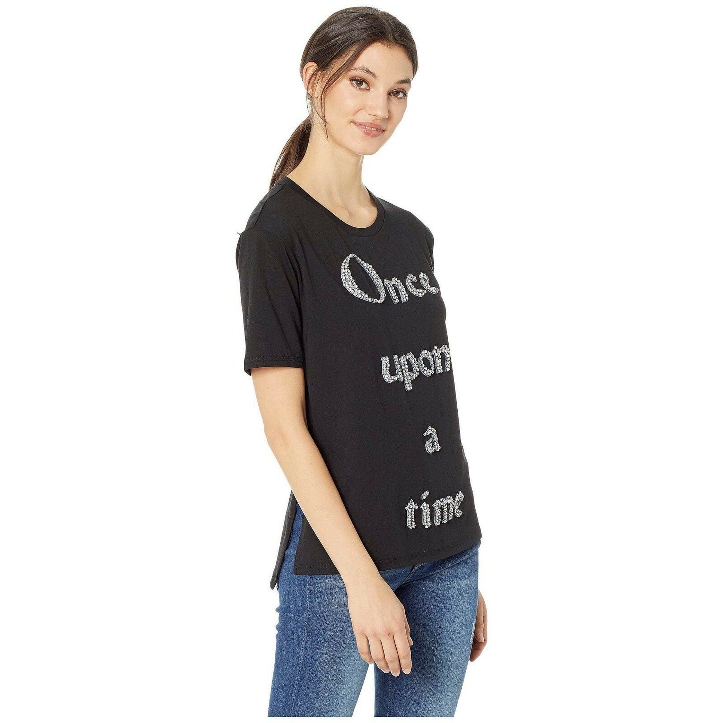 Juicy Couture Disney Crystal Once Upon A Time Beauty Beast Black T-Shirt M NWT